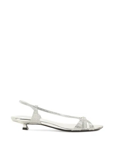 Sergio Rossi Crystal-embellished Sandals In Silver