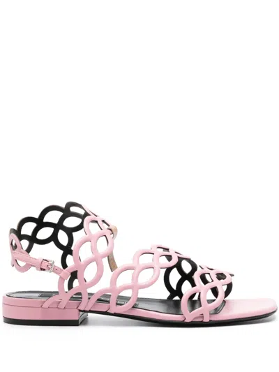 Sergio Rossi Cut-out Spiral Design Leather Sandals In Pink