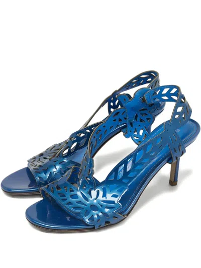 Pre-owned Sergio Rossi Cut-out Slingback Sandals In Blue