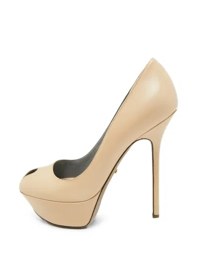 Pre-owned Sergio Rossi Cut-out Platform Pumps In Neutral