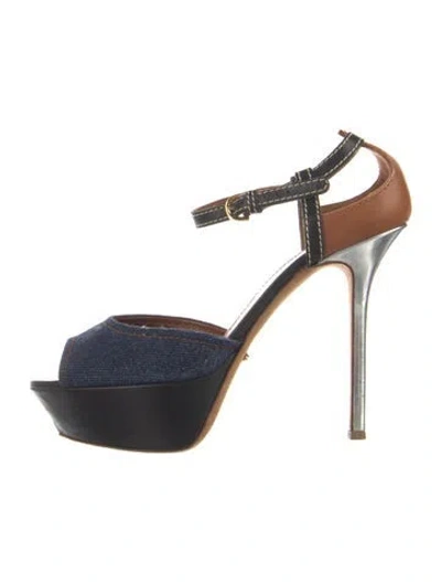 Pre-owned Sergio Rossi Denim Colorblock Pattern D'orsay Pumps In Blue