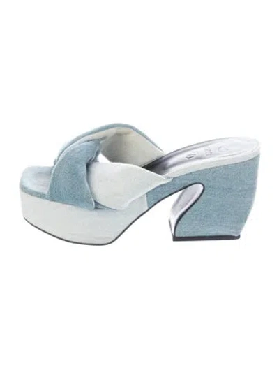 Pre-owned Sergio Rossi Denim Slides In Blue
