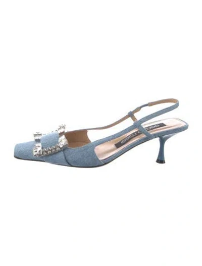 Pre-owned Sergio Rossi Denim Slingback Pumps In Blue