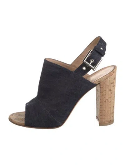 Pre-owned Sergio Rossi Denim Slingback Sandals In Blue