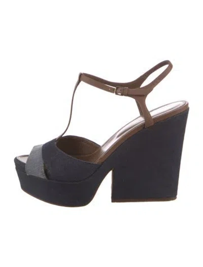Pre-owned Sergio Rossi Denim T-strap Pumps In Blue