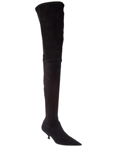 Sergio Rossi Halima 40 Suede Over-the-knee Boot In Black