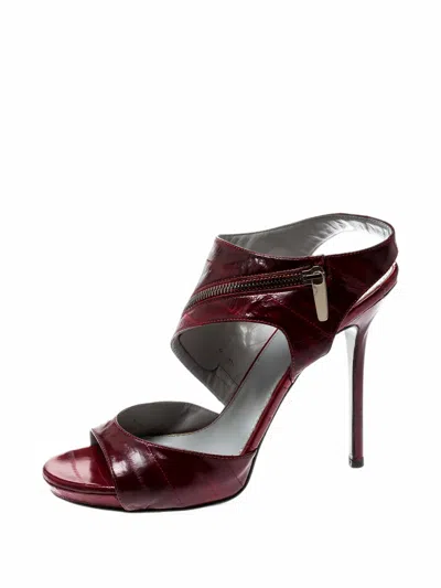 Pre-owned Sergio Rossi Eel Skin Ankle-strap Sandals In Red