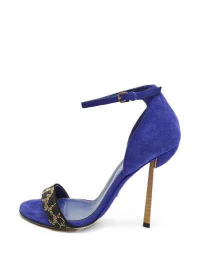Pre-owned Sergio Rossi Embellished Ankle-strap Sandals In Blue