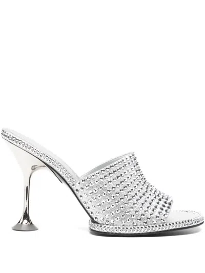 Sergio Rossi Embellished Heeled Sandals In Silver