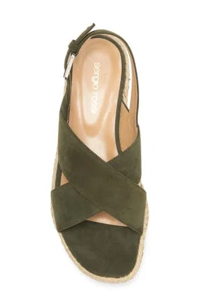 Sergio Rossi Espadrille Platform Sandal In Dark Green