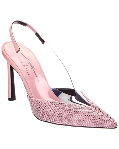 Sergio Rossi Evangelie 95 Satin & Vinyl Slingback Pump In Pink