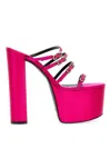 Sergio Rossi Fuchsia Open Toe Platform Heels In Multicolour