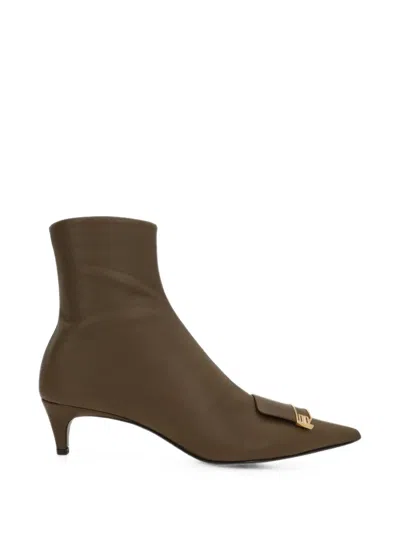 Sergio Rossi Evolv Buckle-detail Calf Leather Ankle Boots In Brown