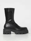 Sergio Rossi Chunky Sole Leather Mid-calf Round Toe Booties In Schwarz