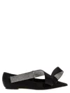 Sergio Rossi Bow Embellished Pointed Toe Ballet Flats In Black