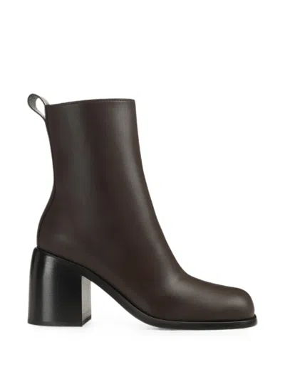 Sergio Rossi Flemish Leather Ankle Boots In Brown