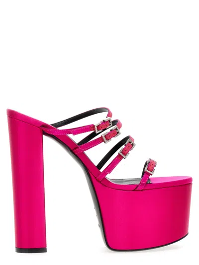 SERGIO ROSSI FUCHSIA OPEN TOE PLATFORM HEELS