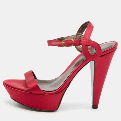 Sergio Rossi Fuchsia Satin Ankle Strap Platform Sandals In Multi