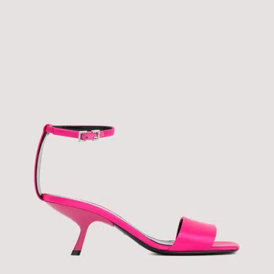 SERGIO ROSSI FUCHSIA SQUARE TOE SANDALS