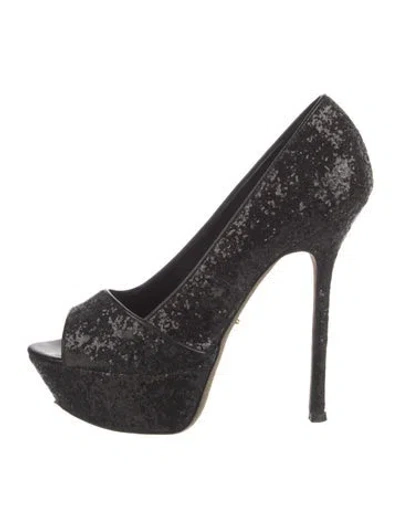 Pre-owned Sergio Rossi Glitter Glitter Accents Pumps In Black