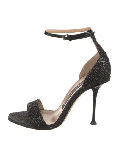 Pre-owned Sergio Rossi Glitter Sandals In Black