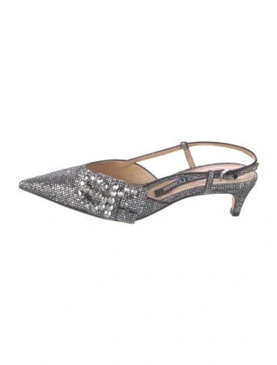 Pre-owned Sergio Rossi Glitter Slingback Pumps In Blue