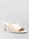 Sergio Rossi Glossy Open Toe Leather Mules With Sculpted Heel In Pink