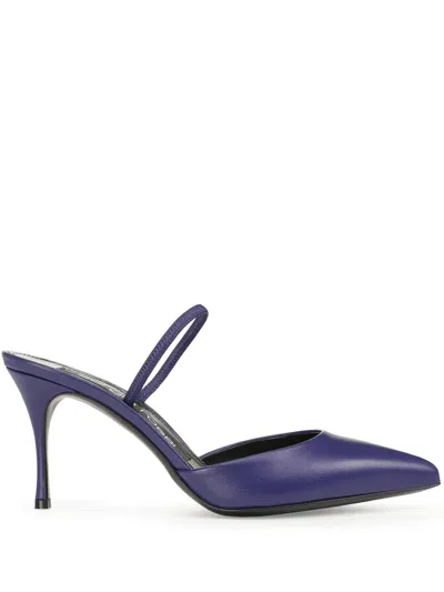 Sergio Rossi Godiva 75mm Leather Pumps In Blue