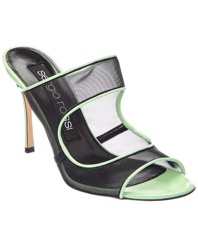 Sergio Rossi Godiva 90 Mesh & Patent Sandal In Green
