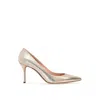Sergio Rossi Godiva 090 Crack Mirror Leather Pumps In Gold