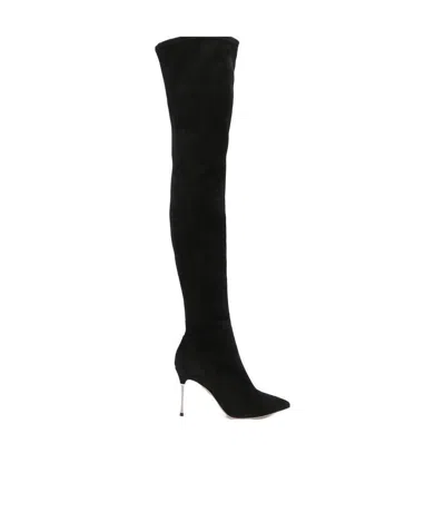 Sergio Rossi Godiva Knee Boots In Black