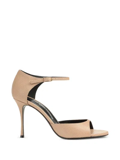 Sergio Rossi Godiva Lizard-effect Heeled Pumps In Neutral