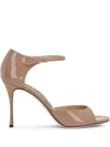 Sergio Rossi Godiva Patent Leather Ankle-strap Sandals In Neutrals