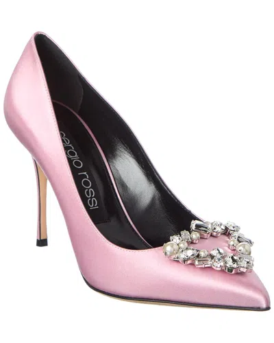 Sergio Rossi Godiva Precious 90 Satin Pump In Pink