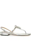 Sergio Rossi Godiva Precious Sandals In Silver