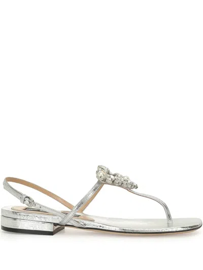 Sergio Rossi Godiva Precious Sandals In Silver