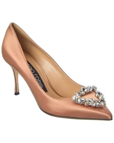 Sergio Rossi Godiva Precious Satin Pump In Brown