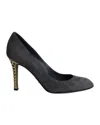 Sergio Rossi Gold Heel Pumps In Grey Suede In Grey