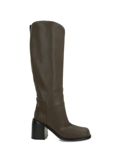 Sergio Rossi Grainy-leather Knee-high Boots In Brown