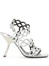 Sergio Rossi Square-headed High-heeled Sandals In Gray
