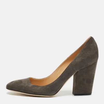 Sergio Rossi Grey Suede Block Heel Pumps In Multi