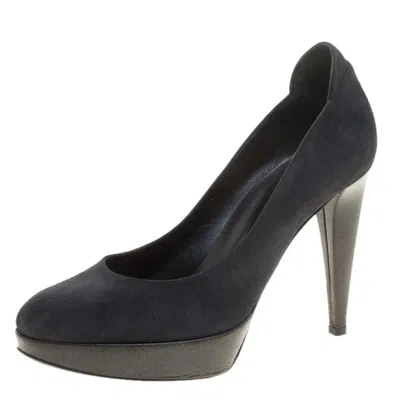 Sergio Rossi Grey Suede Platform Pumps In Gray