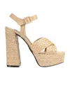 Sergio Rossi 130mm Raffia Platform Sandals In Nude