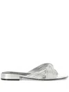 Sergio Rossi Sr Akida Metallic Leather Sandals In Silver