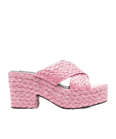 Sergio Rossi 85mm Woven-raffia Sandals In Pink