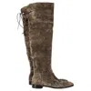 Sergio Rossi Knee-high Boots In Brown Suede
