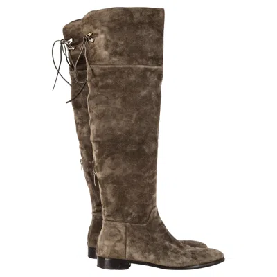 Sergio Rossi Knee-high Boots In Brown Suede