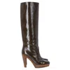 Sergio Rossi Knee-high Heeled Boots In Brown Patent Leather In Brown
