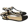 Sergio Rossi Laser-cut Curved Design Flat Sandals In Black Suede In Black