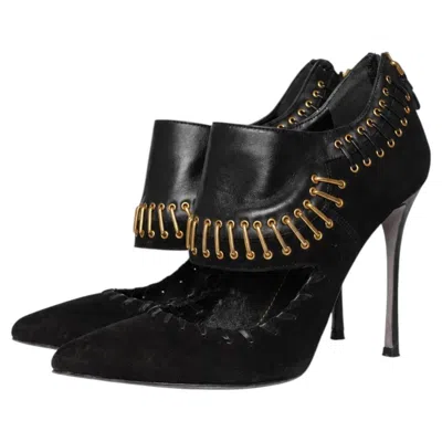 Pre-owned Sergio Rossi , Leather And Suede Ankle Boots In Black